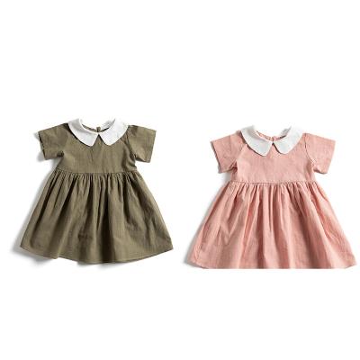 China Wholesale Anti-wrinkle Baby Summer Ruffle Sleeve Dresses Solid Kids Baby Dresses Summer for sale