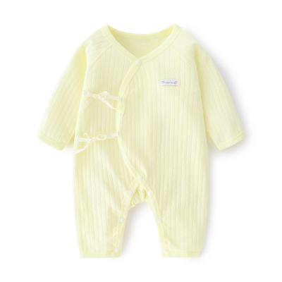 China Cozy Baby Clothes New Summer Cotton Jumpsuit 0-1 Years Infant Jumpsuit Short Sleeve Infant Romper Turn-down Collar Newborn for sale