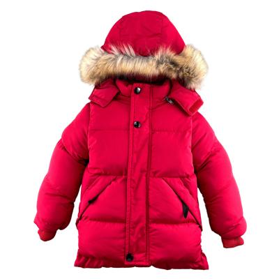 China Boys and girls sustainable hooded bottom cotton padded winter warmth of children's clothing medium jacket length children's clothing for sale