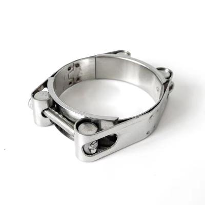 China Stainless steel European Type Double Bolts Heavy Duty High Pressure Super Hose Clamp for sale