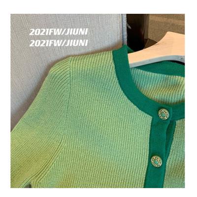 China 2021 women's fall Anti-wrinkle green xiaoxiangfeng sweater coat for winter new Korean soft waxy short knitted cardigan for sale