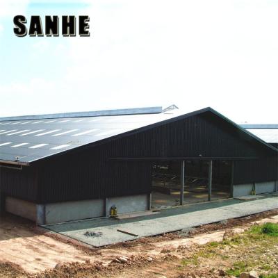 China Economical Steel Fabricated House Design H Beam Building Cow Shed Farm Building For Ethiopia for sale