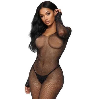 China Black Diamond Stocking Transparent Crotchless Bodystocking Sexy Mature Lingerie Netting Women Lingerie Women Body Stockings for sale