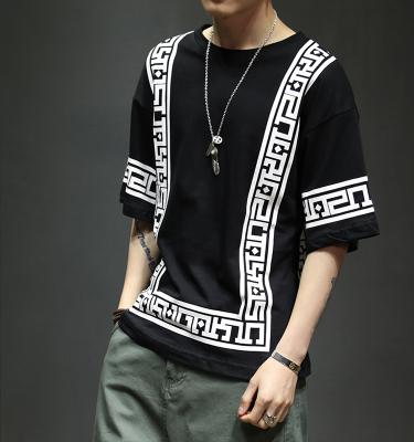 China Hot Selling Harajuku Half Sleeve Anti-Shrink Striped Mens T-Shirt for sale