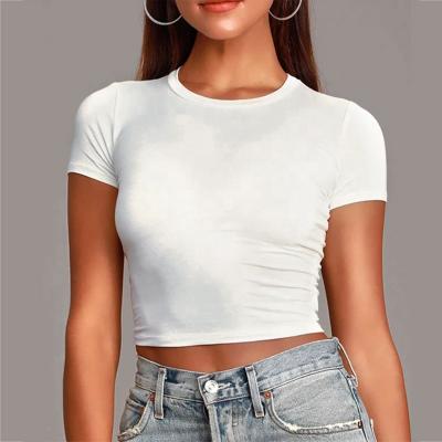 China 2021 Wholesale Custom Oversized Crop Quality Logo Print Girls Cheap Anti-Shrink Tops Women's T-Shirt Woman For Ladies Ladies Women's T-Shirts Woman for sale