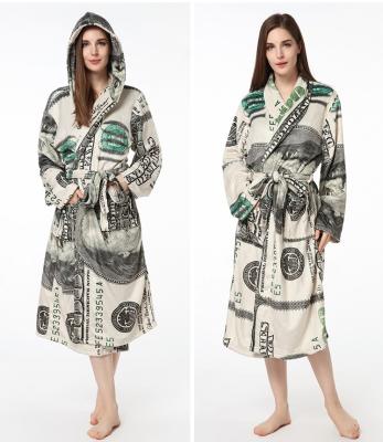 China Amazon Wholesale Flannel Hot Selling Thick Bucks QUICK DRY Printed Long Sleeve Bathrobe Women Pajamas Sleepwear for sale