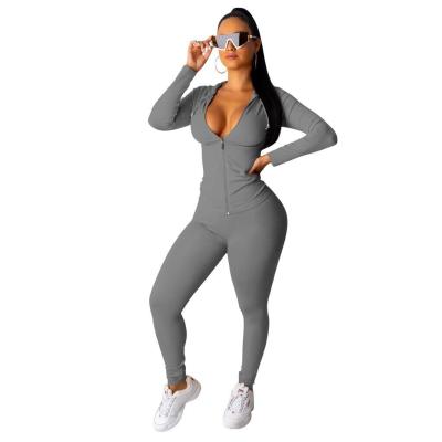 China Breathable Plus Size Sweatsuits Winter Outfits For Women Hooded ZIP-UP Bodycon Women's Sweatsuit for sale