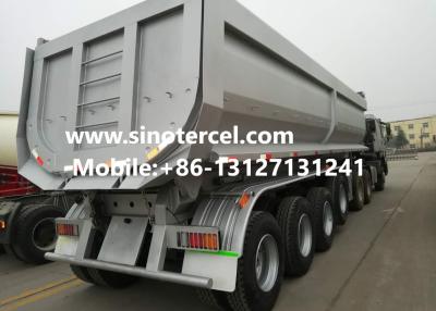 중국 4Axles 42CBM 화이트 티퍼 덤프 반 트레일러 80 톤 부하 용량 판매용