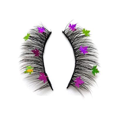 China 15mm Long Natural Faux Mink Strip Eyelashes Dramatic Christmas Decoration With Star And Flower Decoration for sale