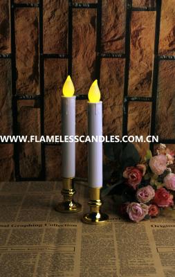 China Ivory Flickering Flameless Window Candles With Gold / Silver Base , LED Taper Candles for sale