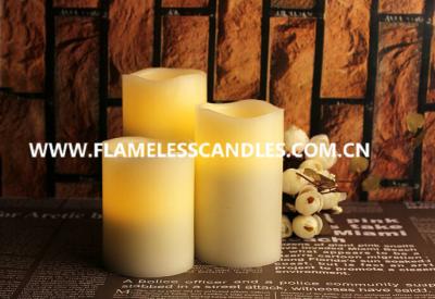 China Flameless LED Candles / Large White Pillar Candles With Moving Sensor And Wavy Edge for sale