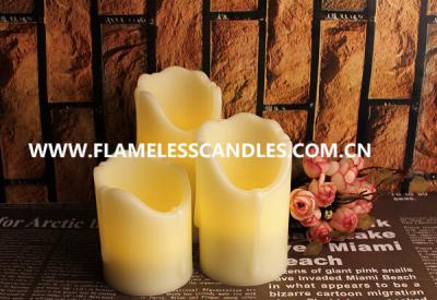 China Flameless LED Dripping Candles With Real Wax In Ivory , Set of 3 for sale