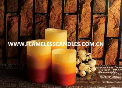 China Colorful And Mottled Finish Flameless LED Candles 3 Inch / 4 Inch Pillar Candles With Real Wax for sale