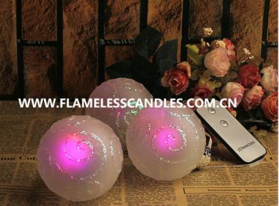 China LED Battery Operated Glass Ball with On / Off Remote Control Flameless Candles 8 X 11 CM for sale