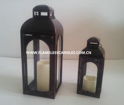 China Battery Operated Plastic Outdoor Flameless Candle Lantern with Timer for Garden Lighting for sale