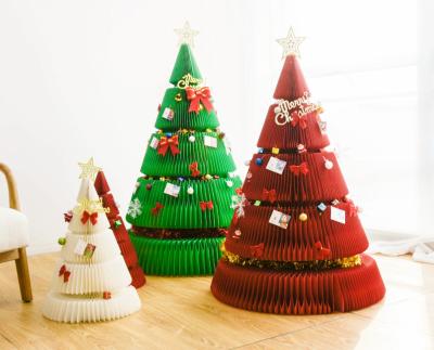 China Religious Foldable High Quality Honeycomb X'mas Tree X'mas Tree Christmas Paper Decoration for sale