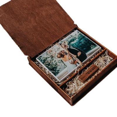 China Europe Printing Wooden Box Gift For Friend Packing Photo Box For Photos And USB Drive Photo Wooden Gift Box for sale