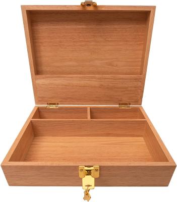 China JUNJI Wooden Stash Box Handmade with Lock Stash Boxes Compartment Storage Box for Collectibles and Accessories for sale