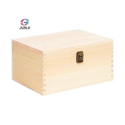 China JUNJI Rectangular Recyclable Wooden Gift Packing Box With Hinged Lids Keepsake Wooden Box for sale