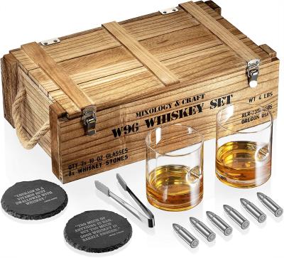 China Travel Agency Whiskey Stones Gift Set For Men Wooden Gift Box Fancy Wooden Gift Box With Lid Crate Wooden Box for sale