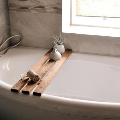 China JUNJI Wood Bathtub Tray Caddy Viable With Badebrett Badebrett Cart Badebrett Bad Badebrett Book Tablet Holz Holder for sale