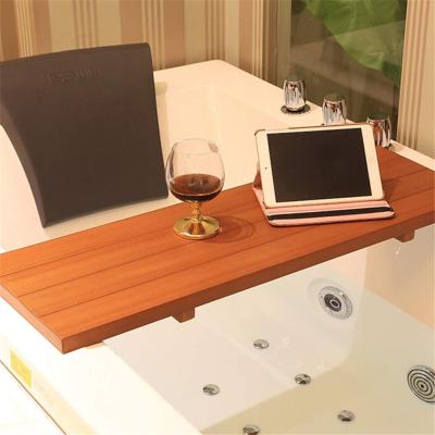 China Sustainable Wooden Bathtub Tray Caddy with Book Holder Bath Tray for Tub Tub Cart Tray Bathtub Shelf for Laptop for sale