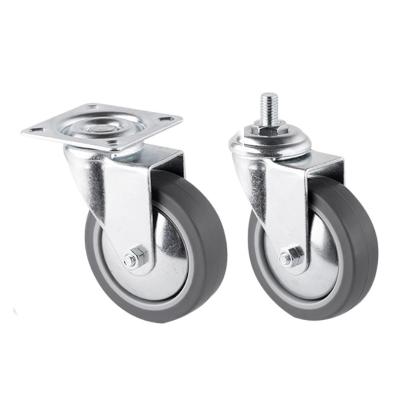 China TPR Industrial Caster Wheels with Plate Brakes, Adjustable Stem, Directional & Swivel for Display Carts & Trolleys for sale