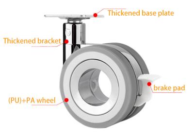 China Diameter 75mm Customized Gray Silent Caster for Trolleys Display Stands and Furniture for sale