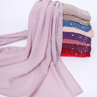 China Amazon Success 180*70cm Single Stretch Premium Cotton Scarf Soft Material For USA Prayer Shawls Bead Muslim Women Plain Hijab for sale