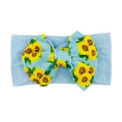 China Wholesale Soft Elastic Head Wrap Baby Bows Turban Soft Cloth Ball Cloth Girl Floral Print Floral Headband for sale