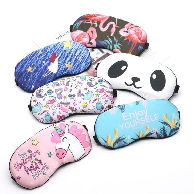 China Wholesale fashion Amazon RTS high quality factory custom logo in stock 2022 cute graphic satin unicon satin sleep eye masks for sale