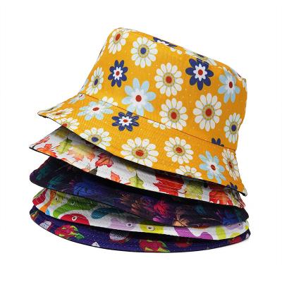 China New Sun Protection Spring Summer Bucket Hat Floral Printing Unique Unisex Outdoor Shade Bucket Hats for sale