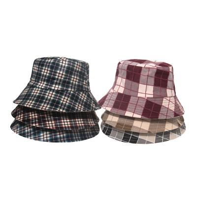 China Wholesale Women Fisherman Beach Sun Protection Summer Hat Breathable Double Sided Plaid Refreshing Bucket Hat for sale