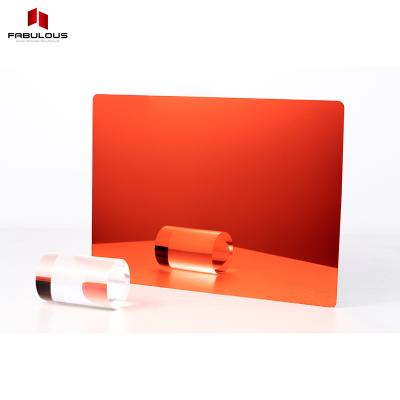 China Factory Custom 1mm Acrylic Decoration Plastic Mirror Glass Mirror Sheet Eco-friendly Red Orange Acrylic Sheet for sale