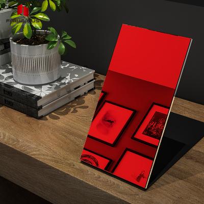 China Manufacturers Eco - Friendly Extrusion Acrylic Plastic Mirror Panel 3mm Thick Red Acrylic Decorative Mirror for sale