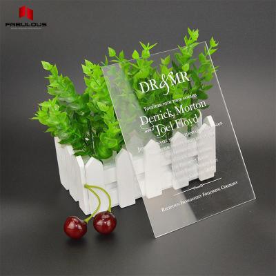 China Custom Manufacturer Invitation 1mm Transparent Acrylic Printing Clear Crystal Acrylic Party Invitation Eco - Friendly for sale