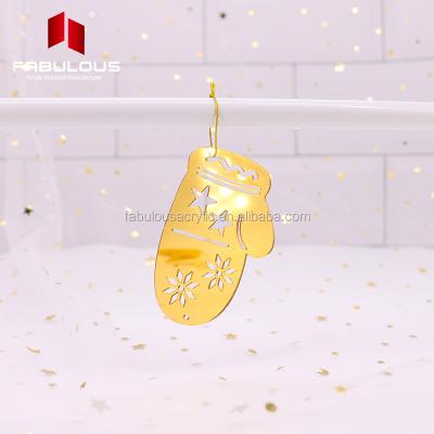 China Promotional Christamas Decoration Gifts Factory Cut Custom Acrylic Decorative Ornaments Gold Mirror Christmas Socks Hanging Ornaments for sale