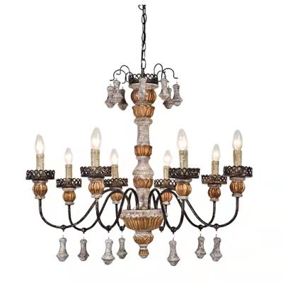 China Dining room medieval villa living room nostalgic personality American style solid wood creative chandelier lamps for sale