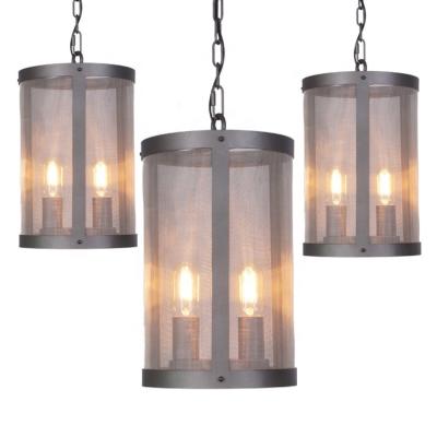 China Traditional Decor Hanging Lamps for Black Industrial Loft Round Chandelier Mesh Iron Round Lighting Bars Edison Retro Pendant Lamp for sale