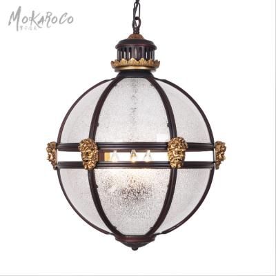 China Retro American Glass Globe 3-Lights Hotel Victoria Industrial Pendant Carving Chandelier To Do Motherland Factory Outlet Chandelier for sale