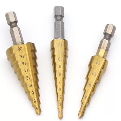 China High Speed ​​Steel Titanium Metal Drilling 3 PCS HSS Step Drill Kit Set for sale