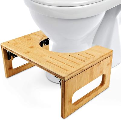 China Foldable Toilet Stool, Bamboo Foldable Stool For Bathroom, 7 Inch Toilet Steps Aid for sale