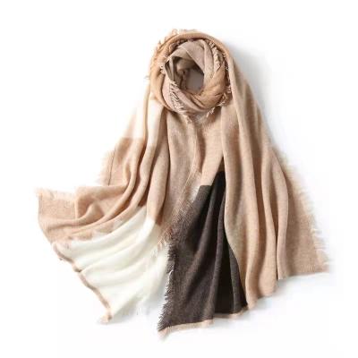 China W052-Multicolor Women Winter Camel Shawl Wool Scarf Long Warm Woolen Scarf With Tassel Outdoor Activities Scarf for sale