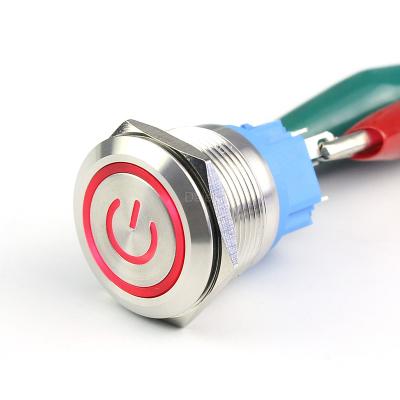 China 22mm Power IP67 Logo Metal Momentary Push Button Momentary Switch for sale