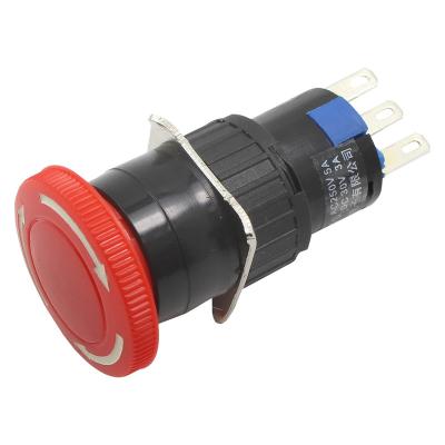 China ON (TOP) A16-11SR 16MM SPDT Eemergency Plastic Push Button Switch for sale