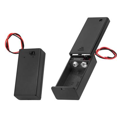 China With On-Off Switch 9 Volt Battery Box Guitar 9V Plastic Heavy Duty Battery Holder With Switch And Cover With 150mm Wire Leads Battery Case Holder for sale