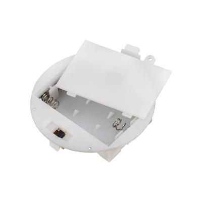 China With Round Type ON-OFF Switch White Plastic Housing 4.5V Output 3AAA Toy Panel Mounted Battery Holder With ON OFF Switch And Cover for sale