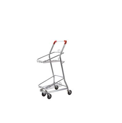 China Folding two layer mental shopping trolley supermarket shopping cart wholesale for sale