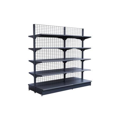 China Single Sided Store Shelf Supermarket Racks Steel Supermarket Wire Mesh Shelf Rack for sale