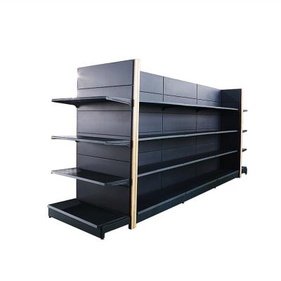 China Grocery Supermarket Shelving Gondola System Metal Double Sided Shelf for sale